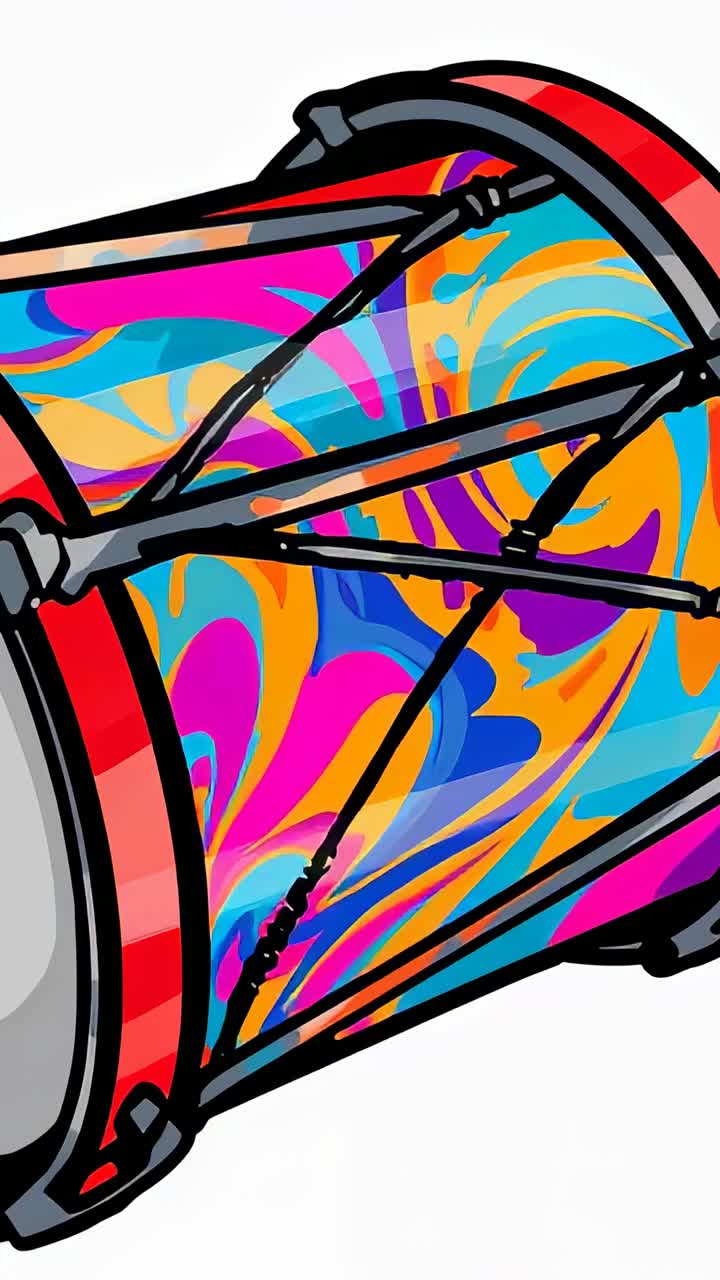 Vertical video: Rotating drum showing color swirl, red rims on white backdrop with frames advancing