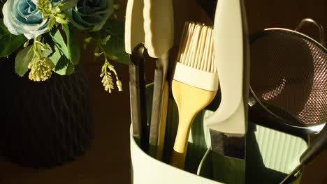 kitchen utensils and tools in a holder