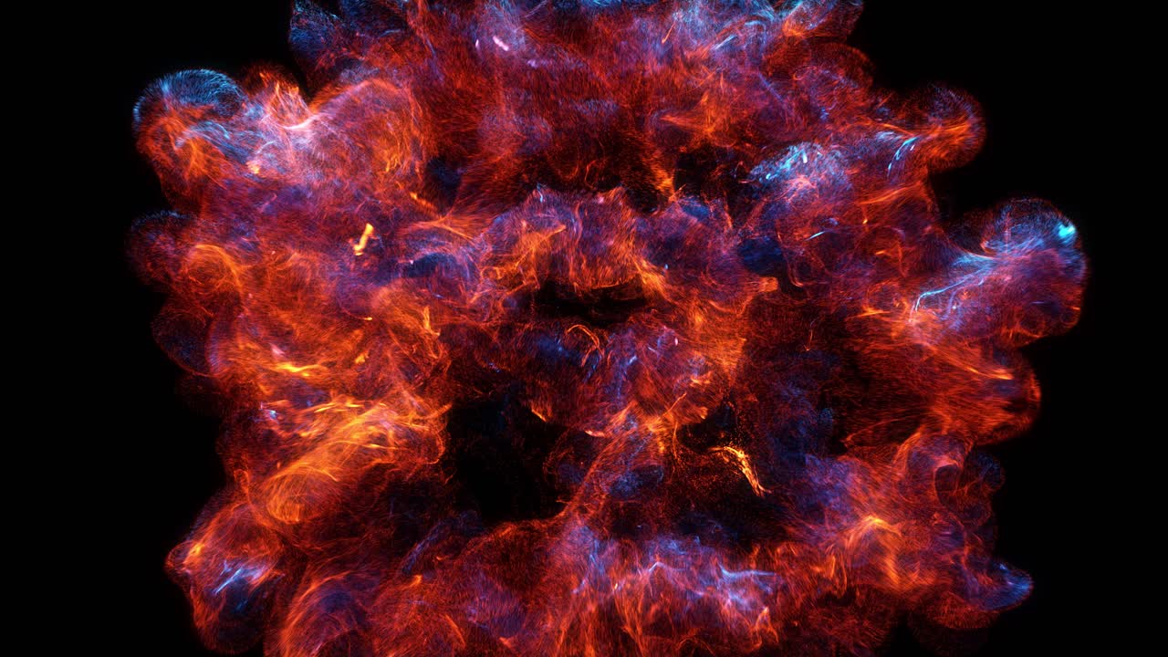 Abstract Colorful Energy Burst Expanding on Black Background