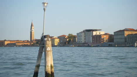 Cityscape-of-Bell-Tower-in-Burano,-Venice,-Italy