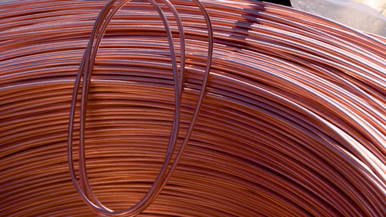 Closeup of Copper Cable being Rolled up in Preparation for Shipment at the Factory