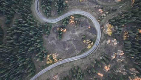 Beautiful-twisty-road-shown-from-above-during-the-peak-fall-colors-of-Colorado