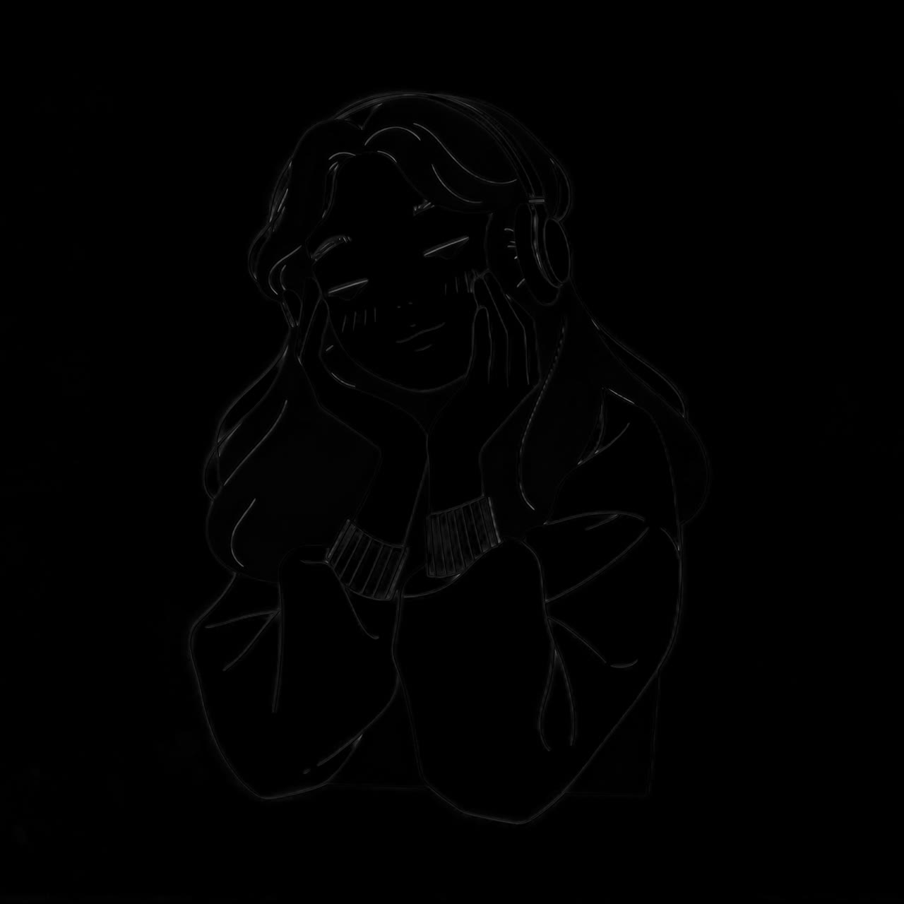 Girl listening to music animation isolated asset, transparent 4K video, alpha channel, ProRes 4444