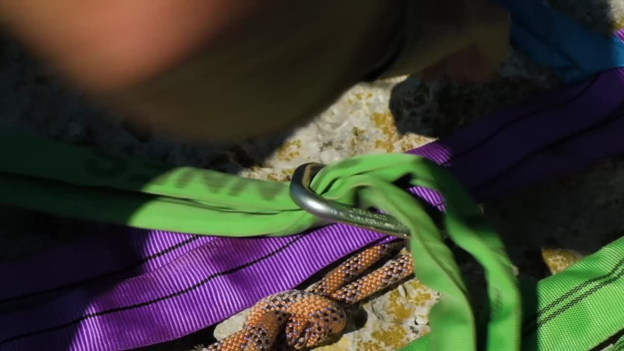 preparación de la cuerda slackline