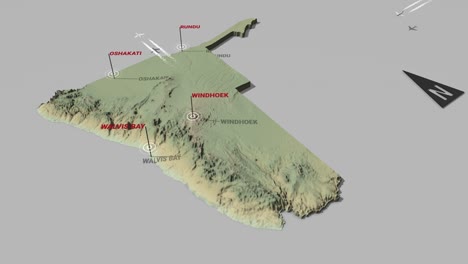 mapa del terreno en 3d de namibia