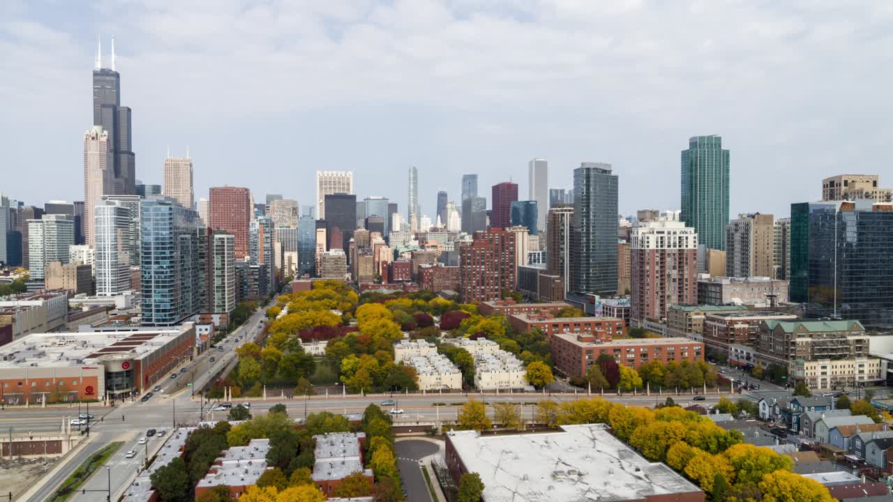 시카고 시내 풍경과 가을 색상 - 에리아 뷰