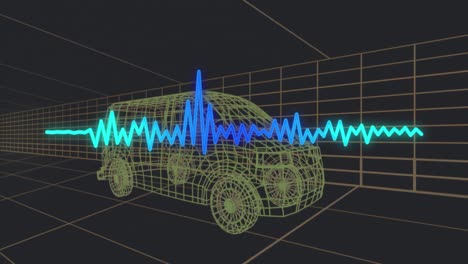 animation of data processing over digital van on background