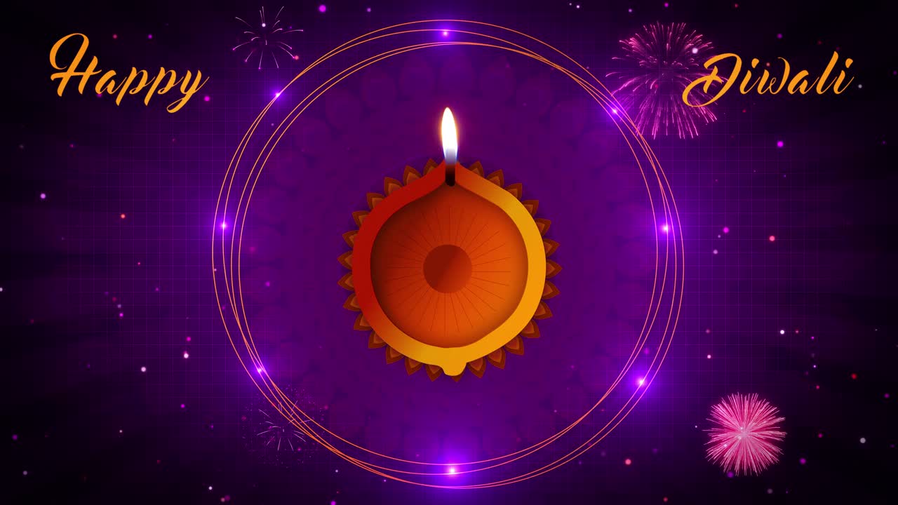 4k happy diwali text with golden shining glitter star dust sparks blinking particles fireworks shubh