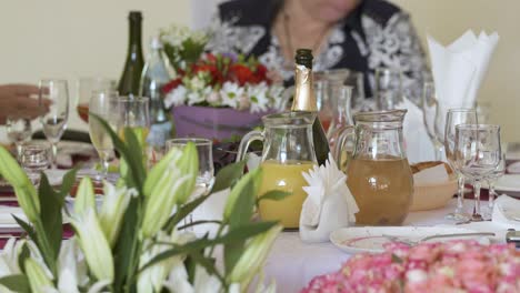 festive dinner table with delicious meal in a restaurant