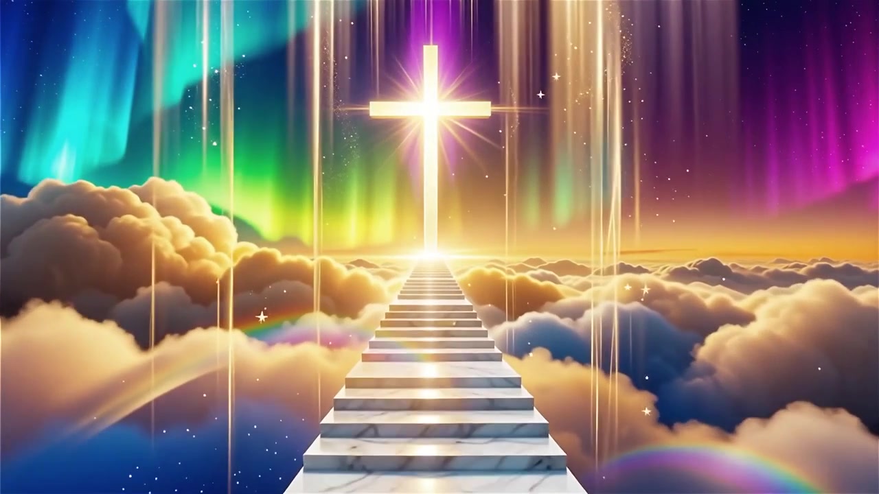 Christian Cross Heavenly Light Worship Background