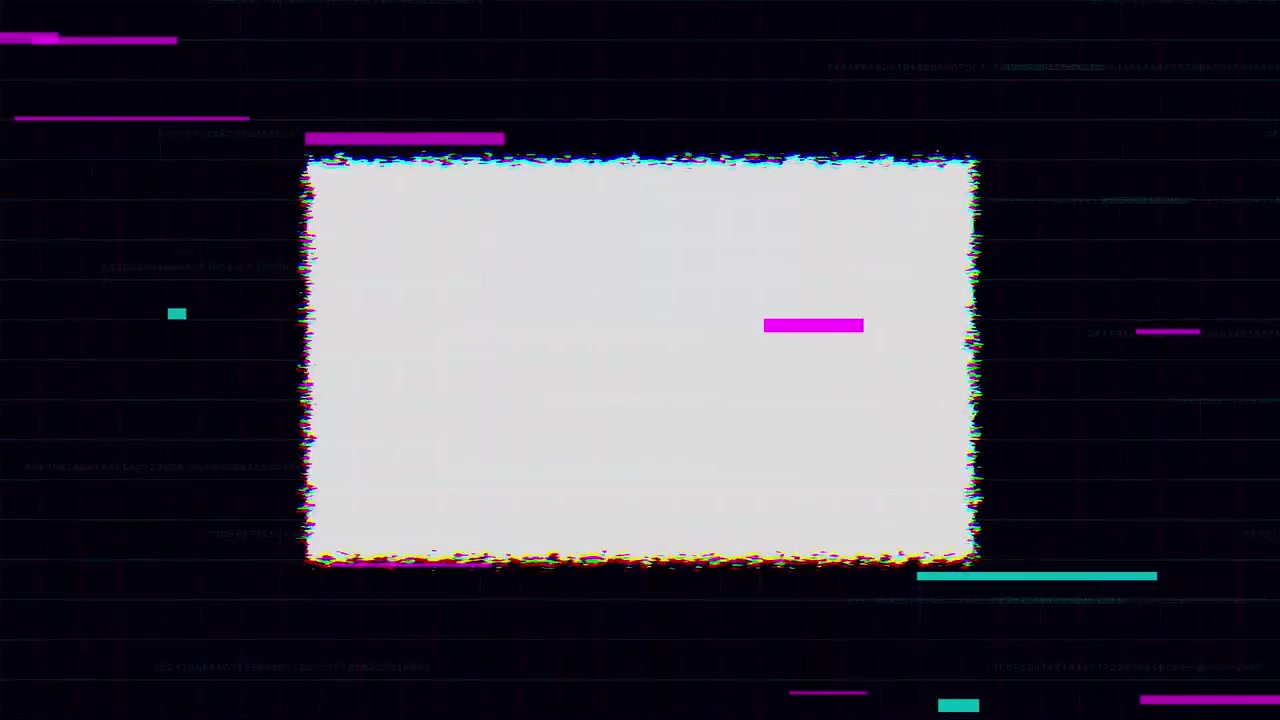Effetto glitch digitale con cornice rettangolare bianca