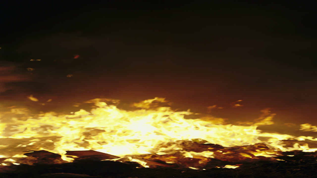 Large Fire Blaze Burning at Night