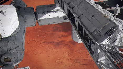 estación espacial en órbita alrededor de marte, el planeta rojo