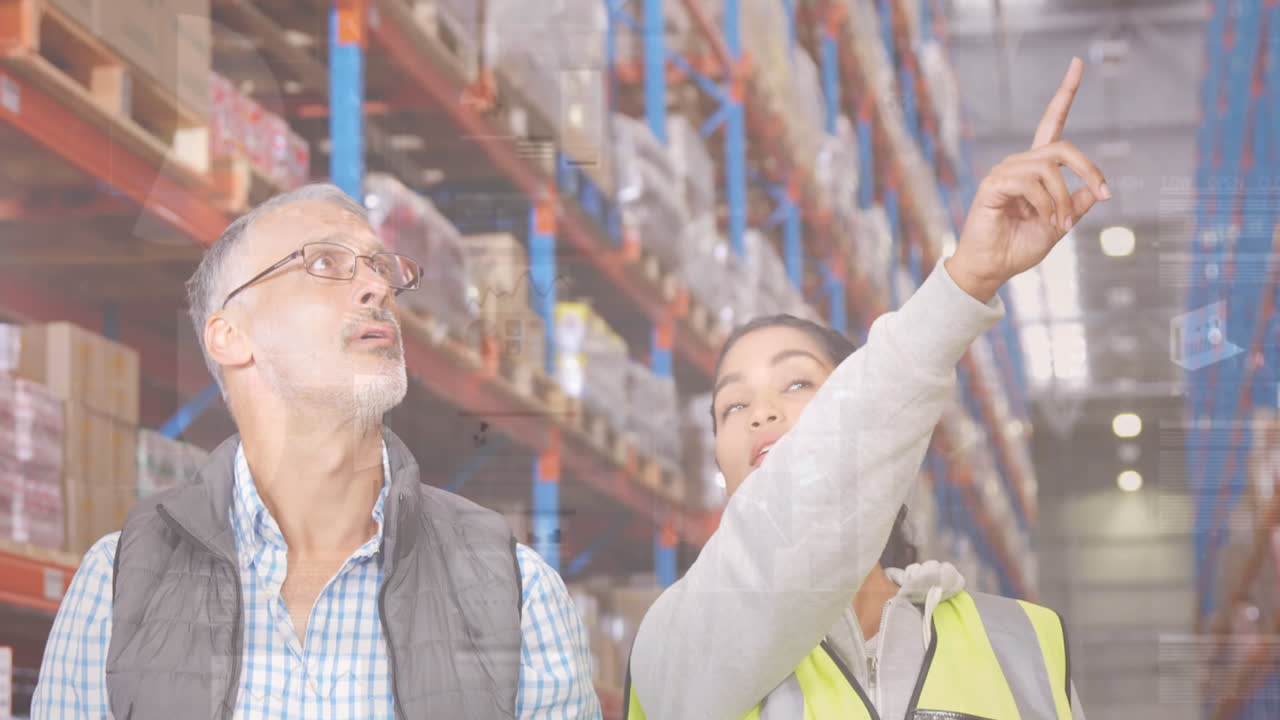 animación del procesamiento de datos sobre las personas que trabajan en el almacén