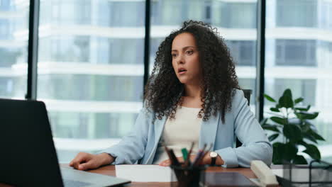 woman shocked business failure reading bad news on laptop closeup. girl anxious
