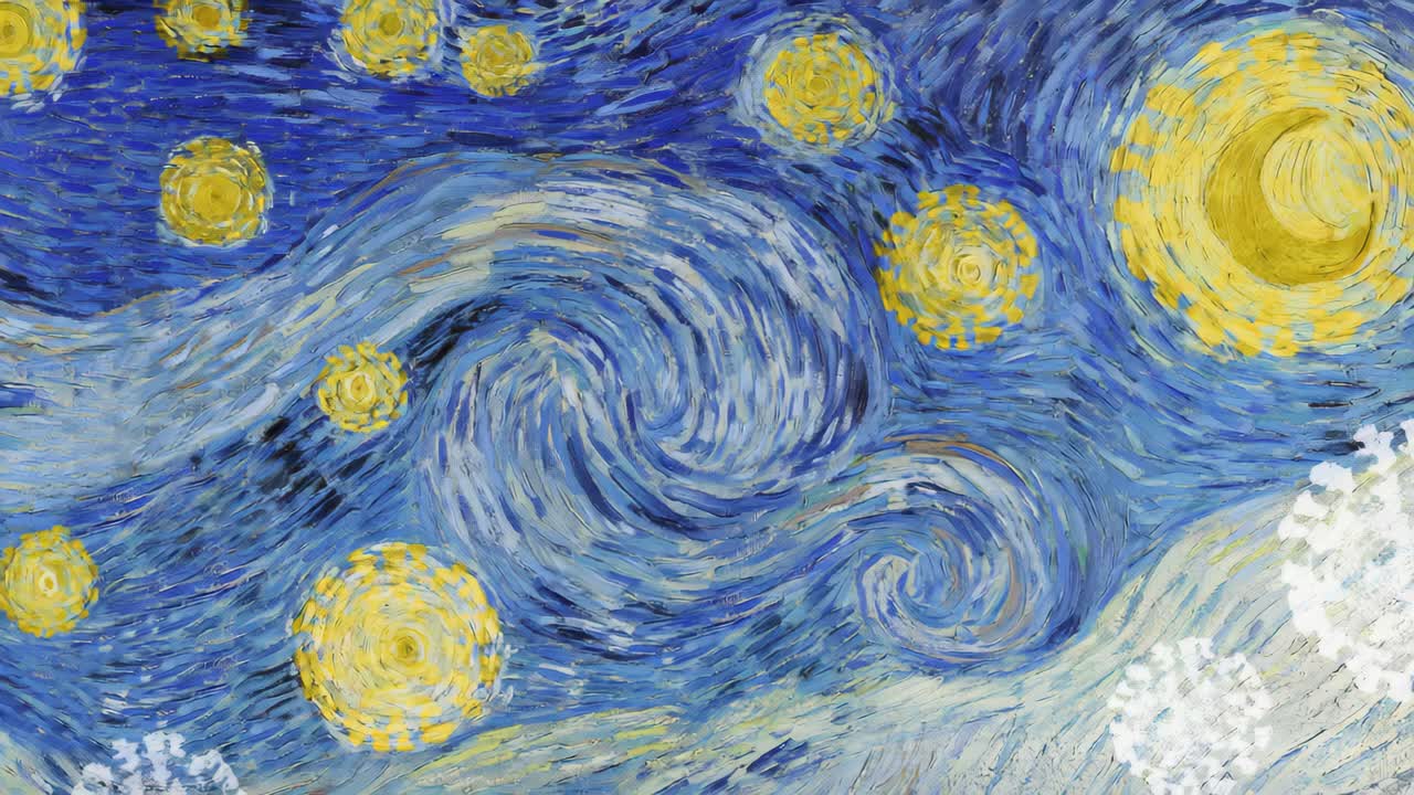 Dynamic video of a swirling starry night sky, captured from a low angle