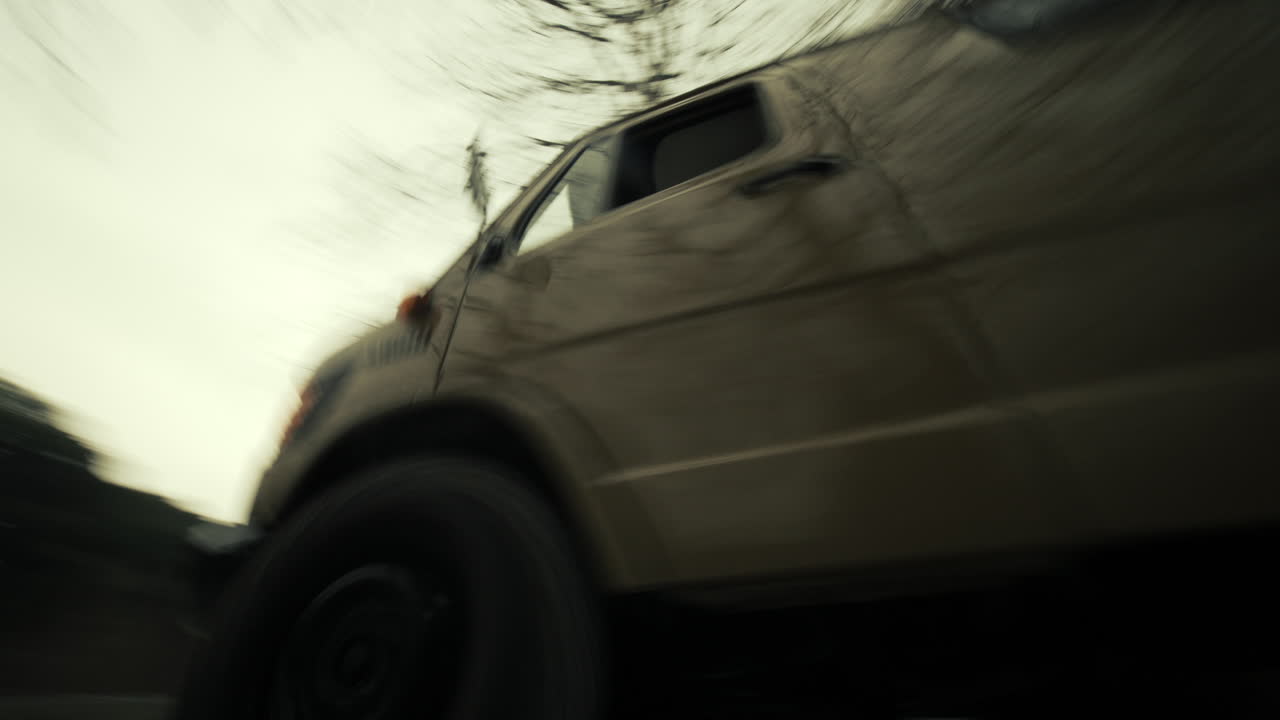 Van Driving Through Scenic Winter Landscape