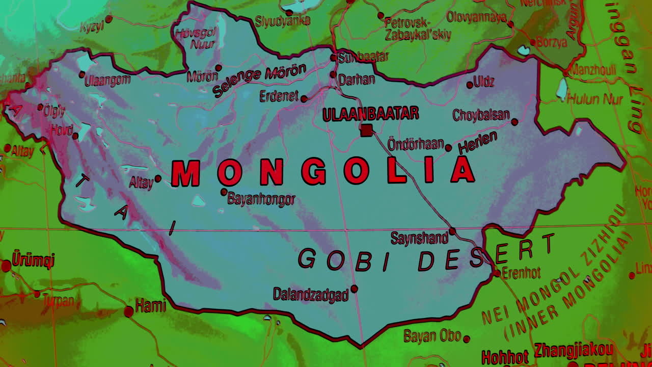 Detailed Map of Mongolia Showing Cities and Gobi Desert