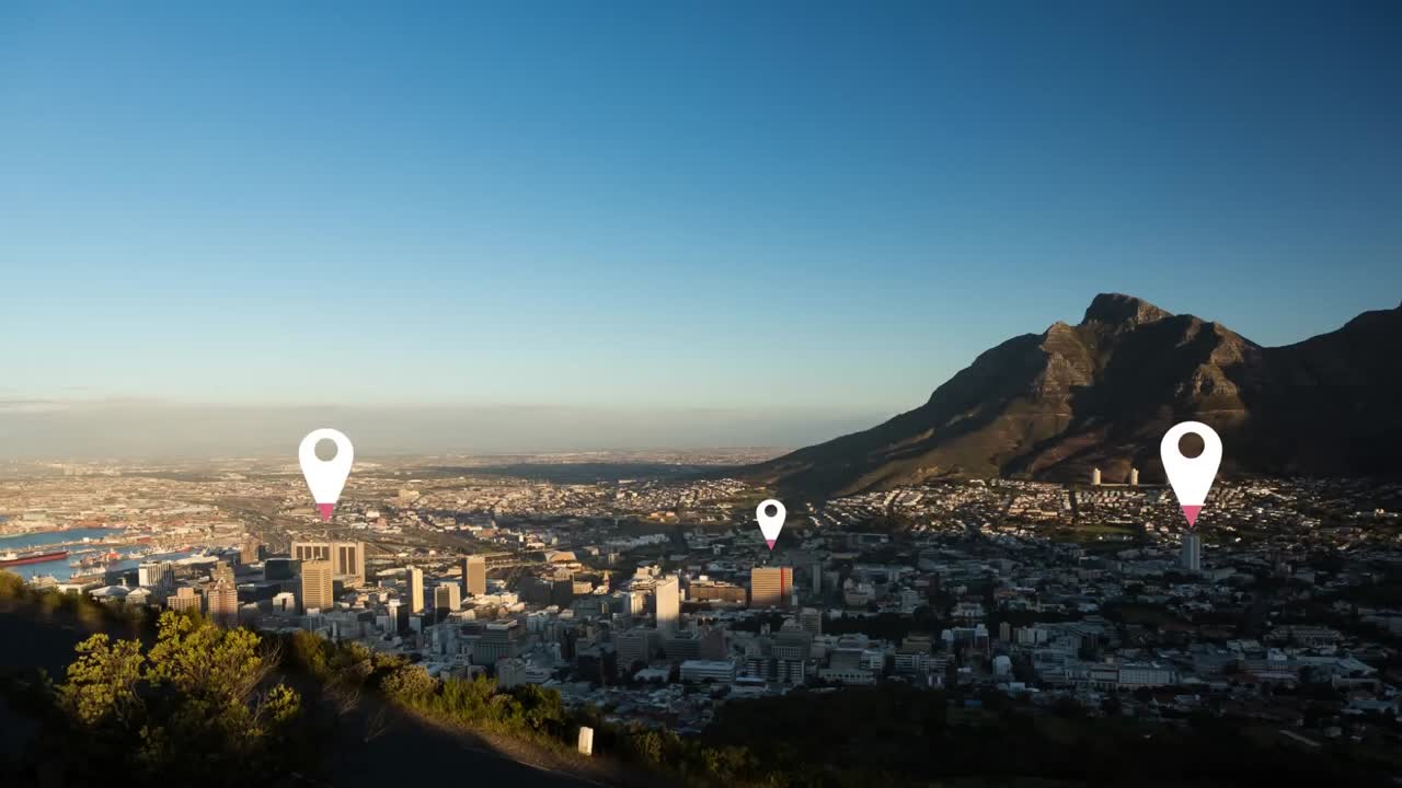 alfileres de ubicación sobre el paisaje