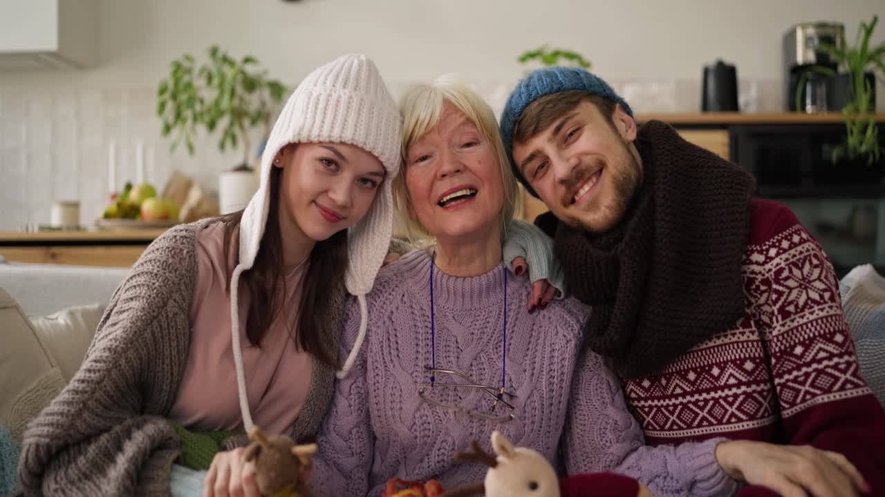 Happy Family Portrait in Winter Clothes