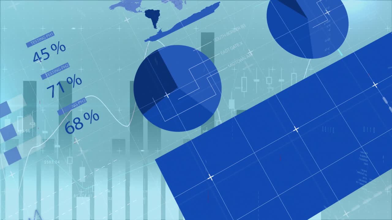 青い背景のデータ処理のアニメーション