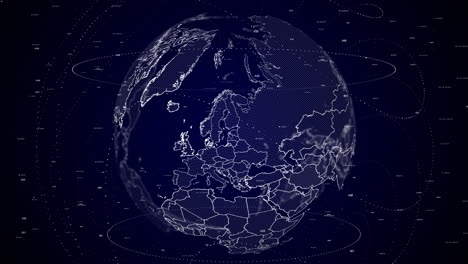 digital-globe-rotating,-zooming-in-on-Estonia-country