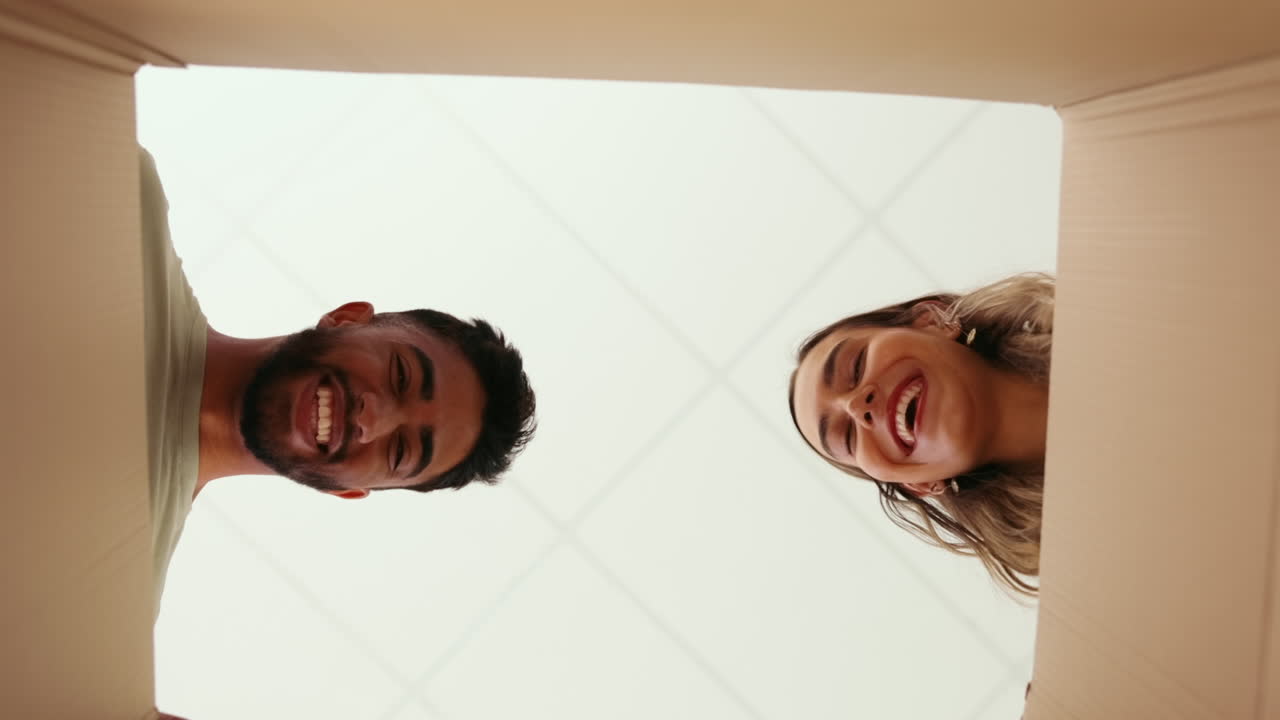 Below, moving house and unpacking with a couple