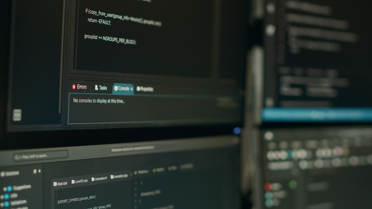 Computer screen of software developer typing programming language