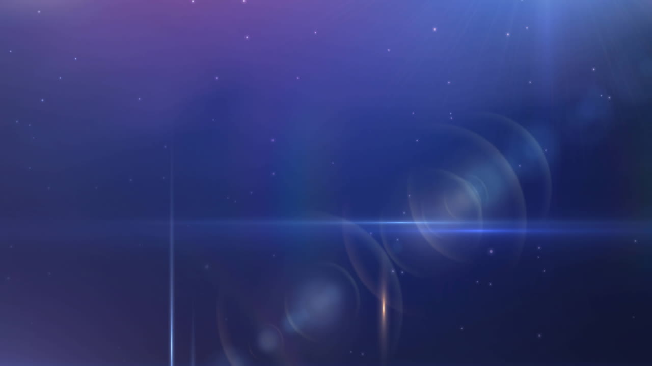 우주의 파란색과 보라색 빛의 흔적에 빛나는 별들의 애니메이션