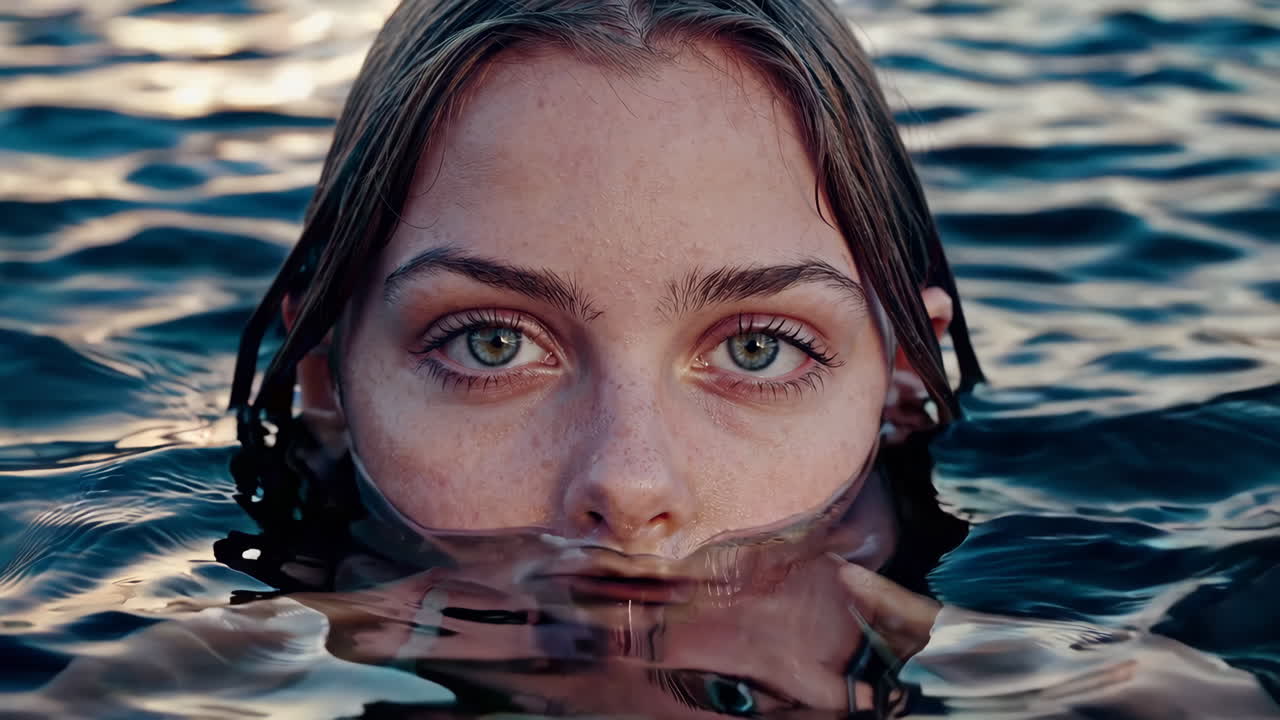 Woman's face underwater