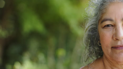 Close-up-of-a-smiling-senior-biracial-woman-with-grey-hair