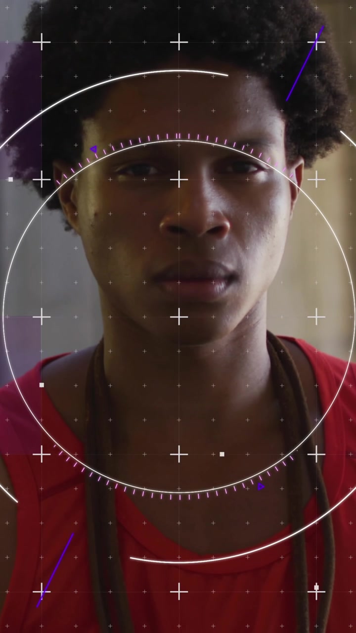 Animation of data processing over african american man with jumping rope