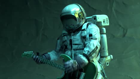 astronaut playing guitar in space