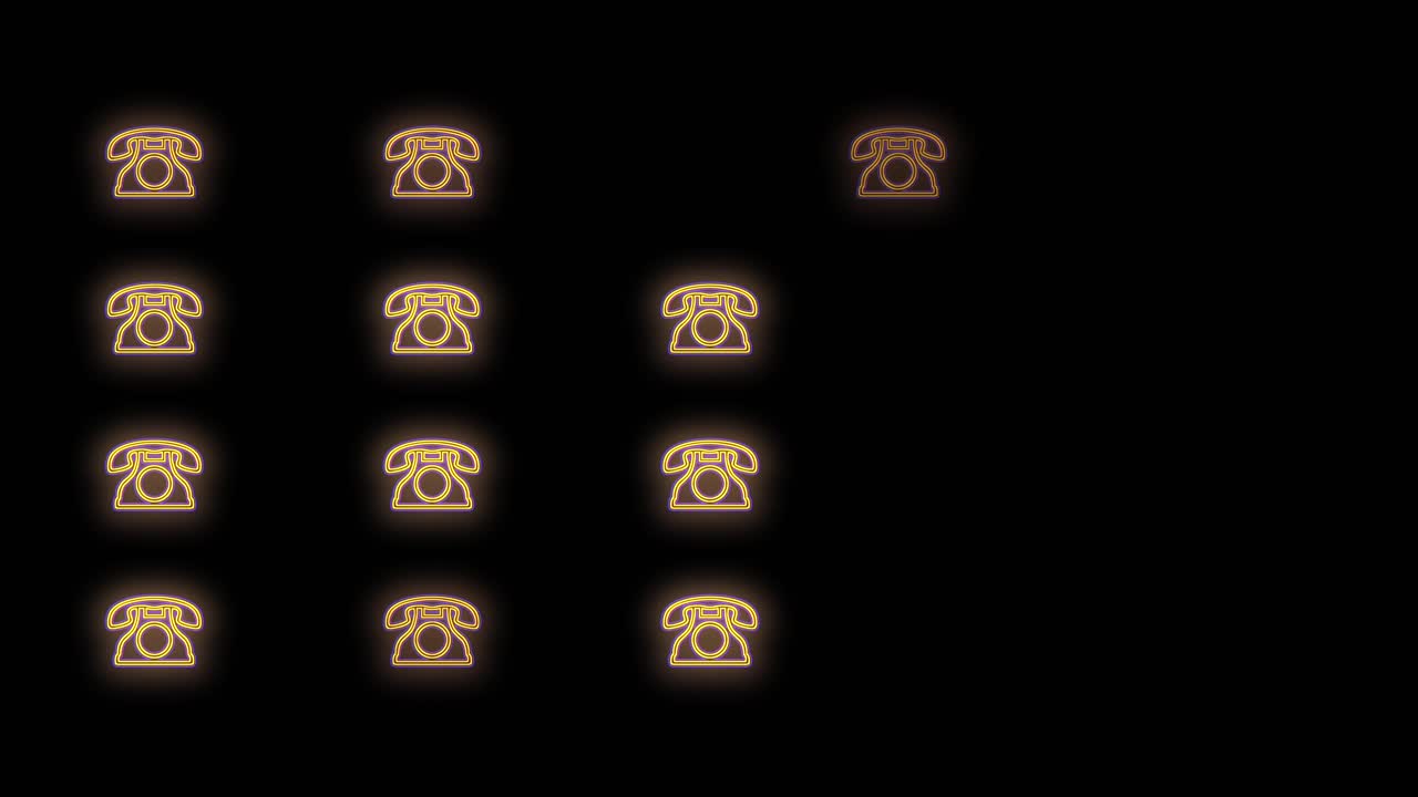 patrón de teléfonos retro amarillo neón en la noche