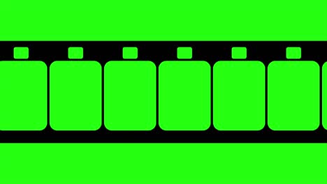 super 8mm film strip moveing on green background. seamless loopable video footage on green screen.