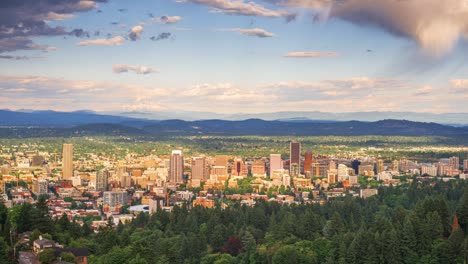 portland, oregon, usa downtown skyline with mt. hood