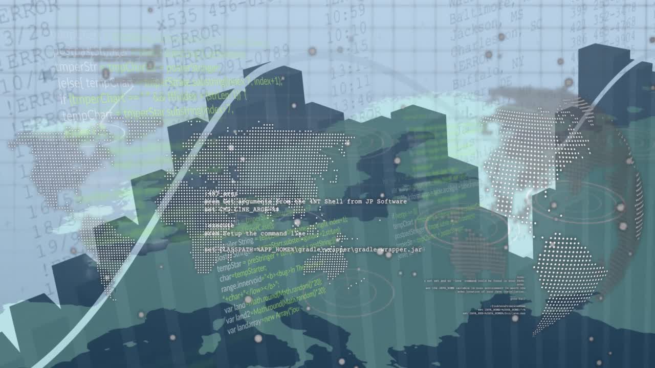 금융 데이터 처리 및 세계 지도의 애니메이션