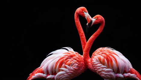 two flamingos forming a heart
