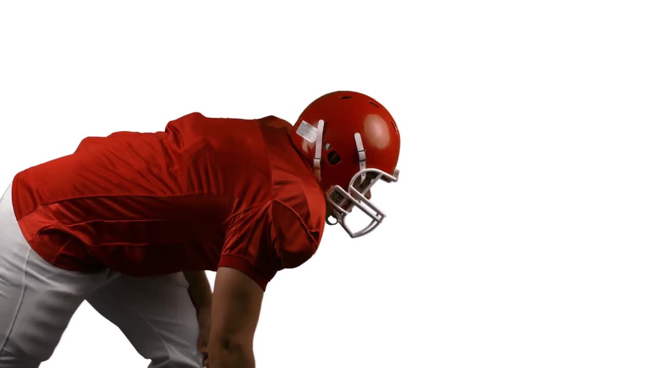 Giocatore di football americano su sfondo bianco