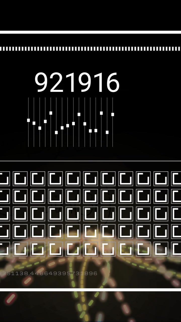 Animation of data processing over glowing light trails on black background