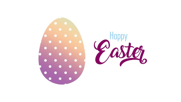 happy easter animated card with lettering and egg painted