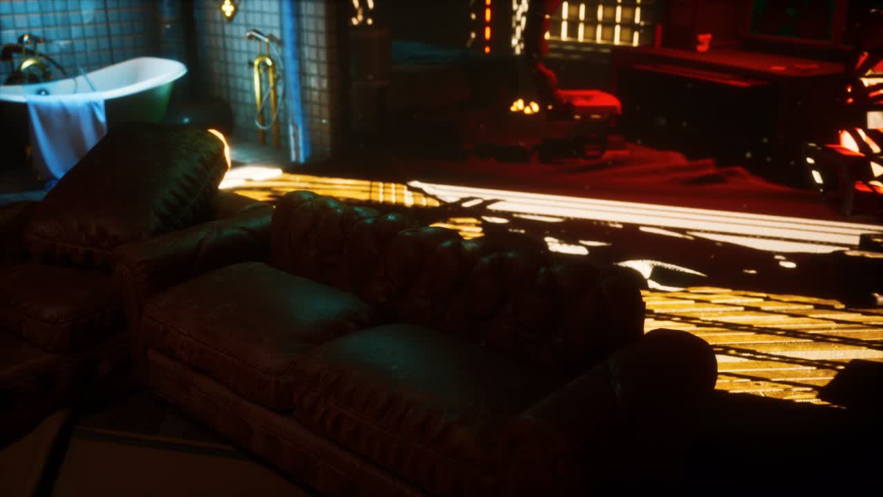 fi 네온 조명과 함께 미래형 인테리어