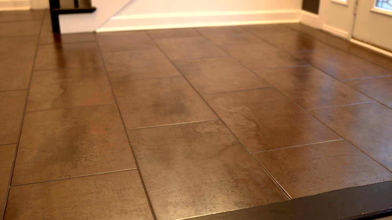 Large porcelain floor tiles - metallic look finish