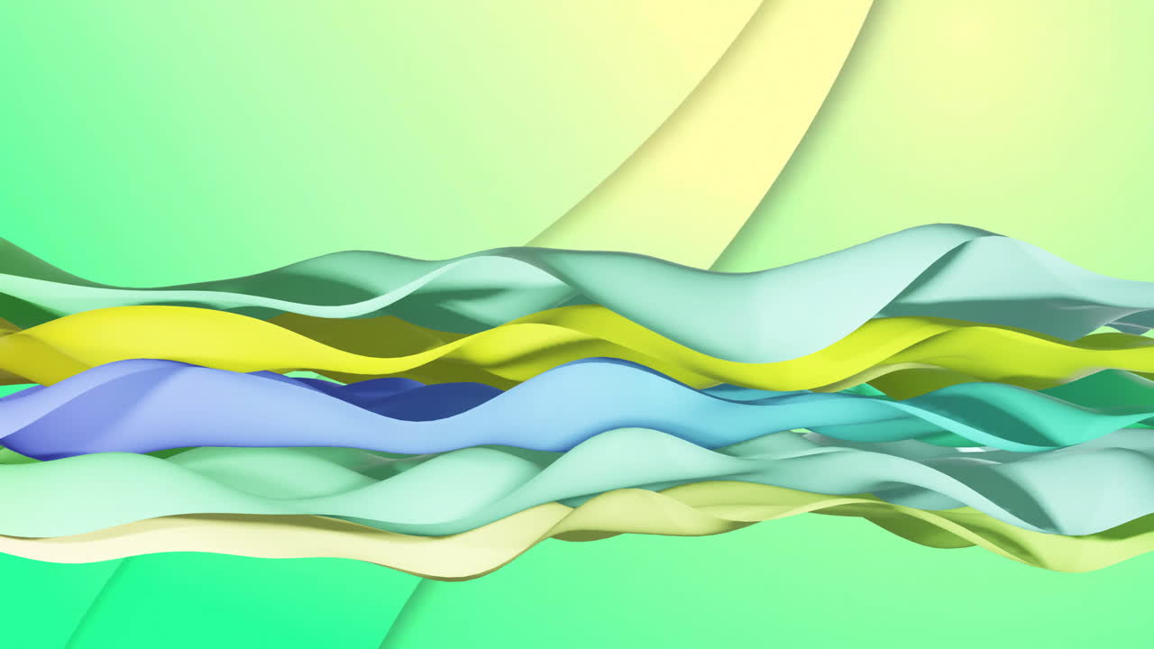 Animation of multi coloured layers waving over green background