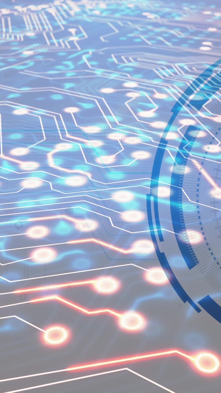 Animation of computer icon over data processing on black background