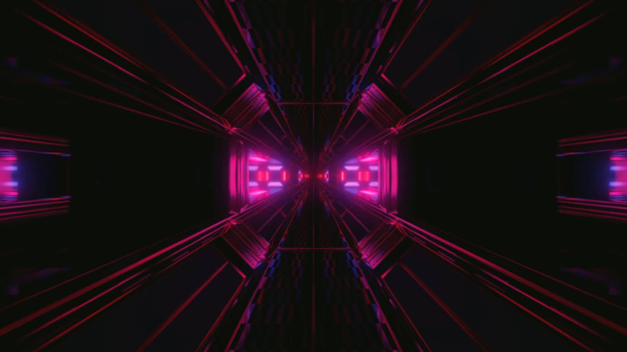 A tunnel of neon lights stretches ahead, creating a vibrant motion effect. The colors change as the viewer moves deeper into the tunnel. This scene is perfect for a live wallpaper