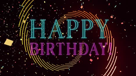 animación del texto de feliz cumpleaños sobre las formas
