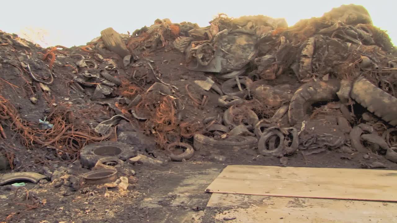 Massive Pile of Scrap Tires and Metal