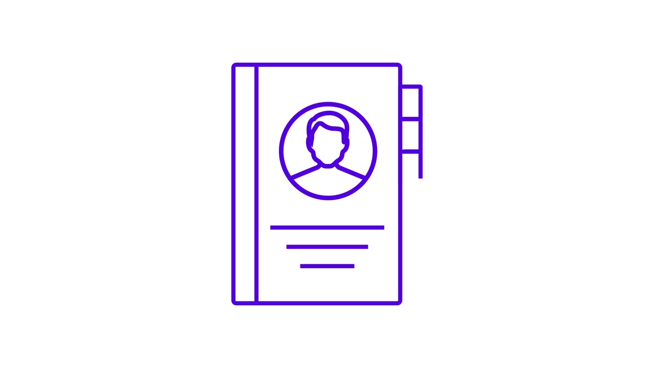 Animated Line Art of a Contact Book Icon