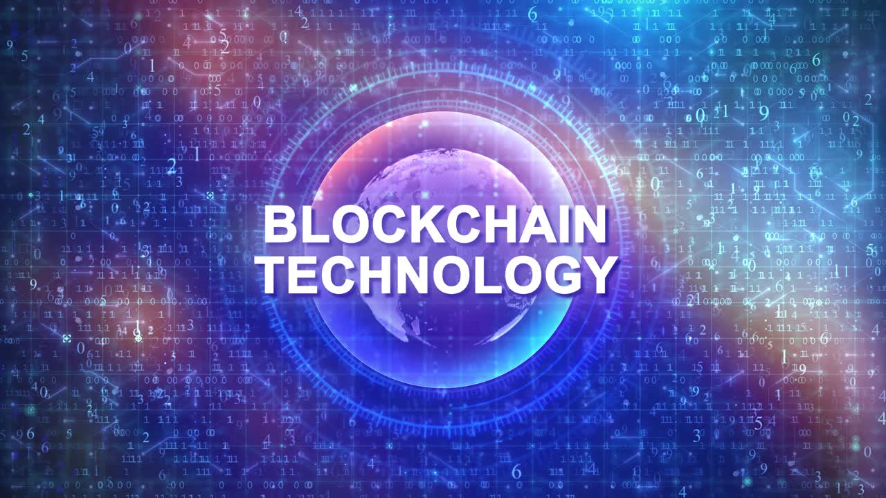 Blockchain Technology Concept with Digital Globe and Data Background